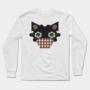 Black Cat Wearing Chocolate Donut Mask Long Sleeve T-Shirt